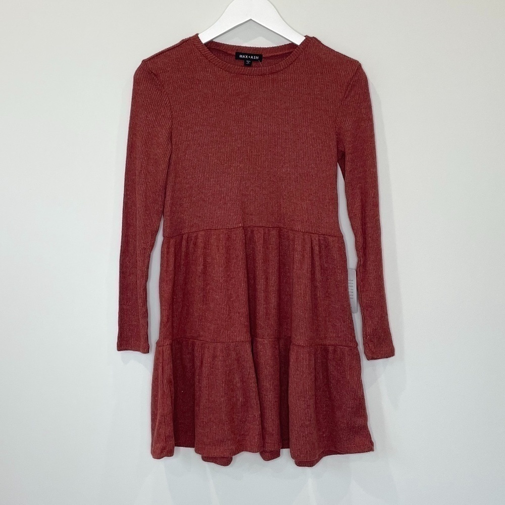 Max & Ash Long Sleeve Ribbed Fit & Flare Dress